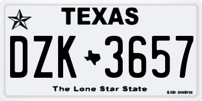 TX license plate DZK3657