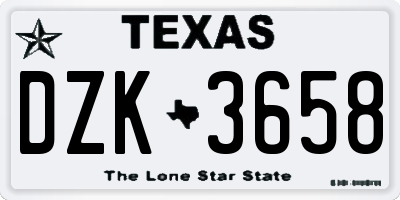 TX license plate DZK3658