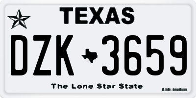 TX license plate DZK3659