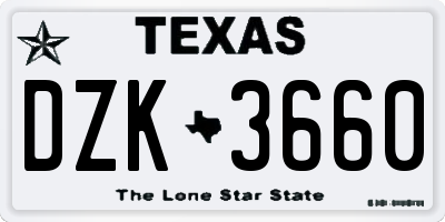 TX license plate DZK3660
