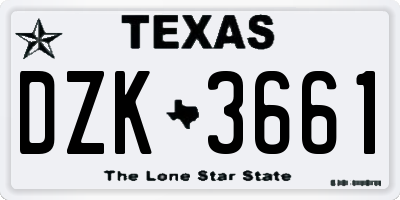 TX license plate DZK3661