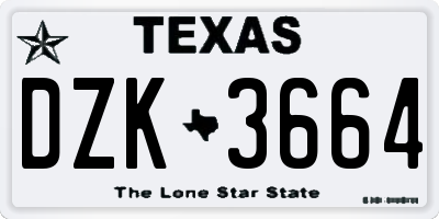 TX license plate DZK3664