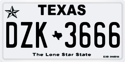 TX license plate DZK3666