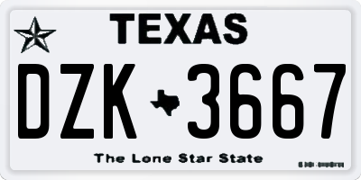 TX license plate DZK3667