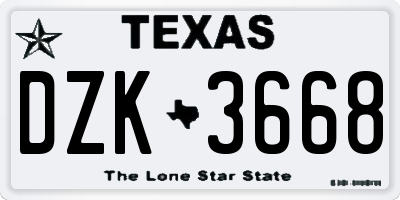 TX license plate DZK3668