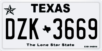 TX license plate DZK3669