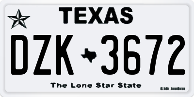 TX license plate DZK3672