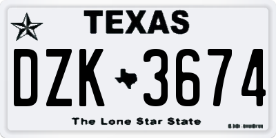 TX license plate DZK3674