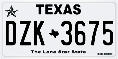 TX license plate DZK3675