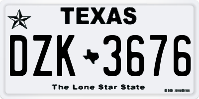 TX license plate DZK3676
