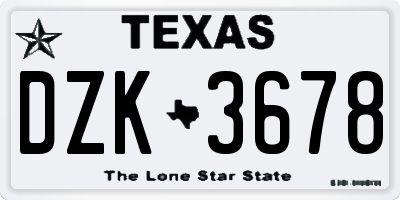 TX license plate DZK3678