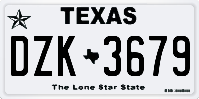 TX license plate DZK3679