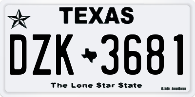 TX license plate DZK3681