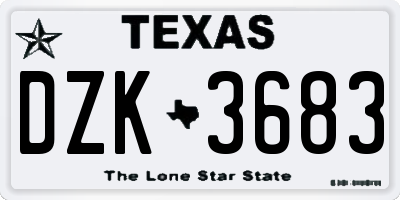 TX license plate DZK3683