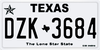 TX license plate DZK3684