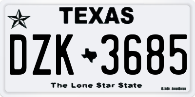 TX license plate DZK3685