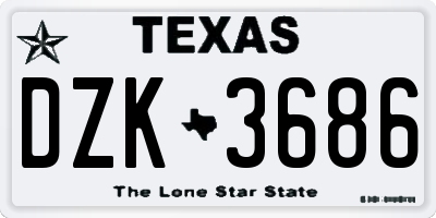 TX license plate DZK3686