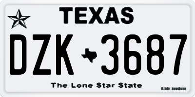 TX license plate DZK3687