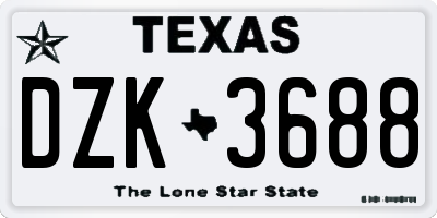 TX license plate DZK3688