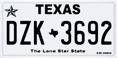 TX license plate DZK3692