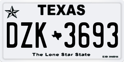 TX license plate DZK3693