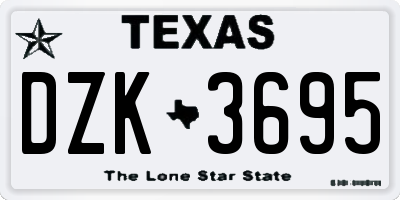TX license plate DZK3695