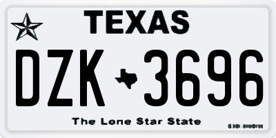 TX license plate DZK3696