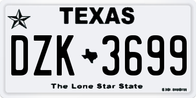 TX license plate DZK3699