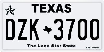 TX license plate DZK3700
