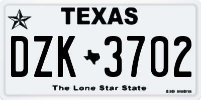 TX license plate DZK3702