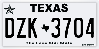 TX license plate DZK3704