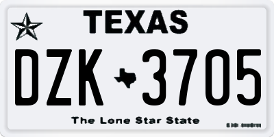 TX license plate DZK3705