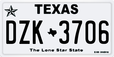 TX license plate DZK3706