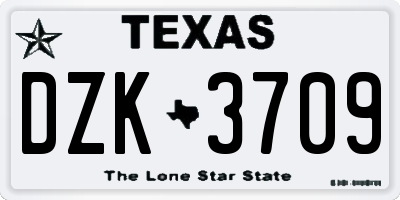 TX license plate DZK3709