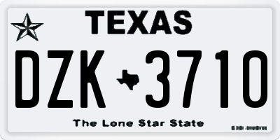 TX license plate DZK3710