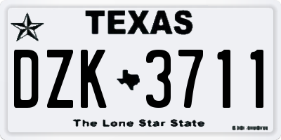 TX license plate DZK3711
