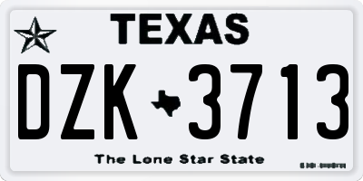 TX license plate DZK3713