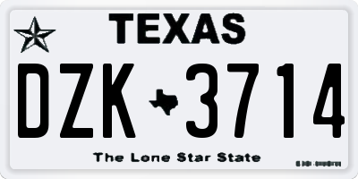 TX license plate DZK3714