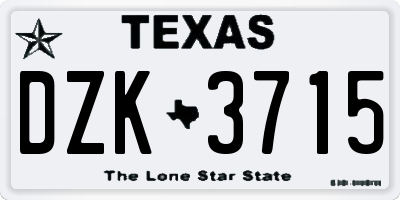TX license plate DZK3715