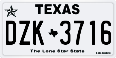 TX license plate DZK3716