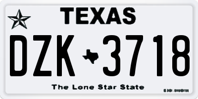 TX license plate DZK3718