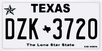 TX license plate DZK3720