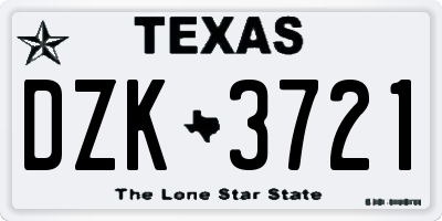 TX license plate DZK3721
