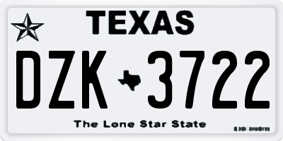 TX license plate DZK3722