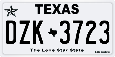 TX license plate DZK3723