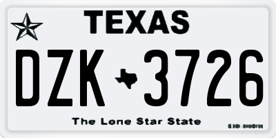 TX license plate DZK3726