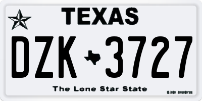 TX license plate DZK3727
