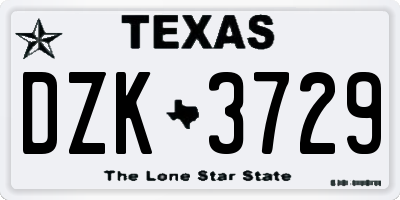 TX license plate DZK3729