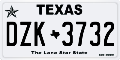 TX license plate DZK3732