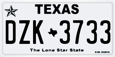 TX license plate DZK3733